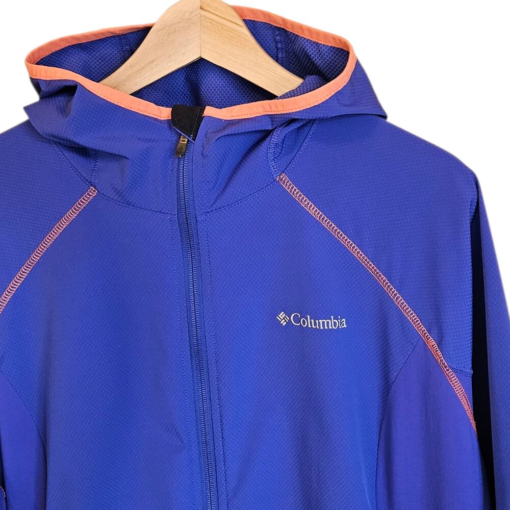 Columbia 1X Women’s Windbreaker Jacket Omni-Shield Hooded Blue Coral Plus Size